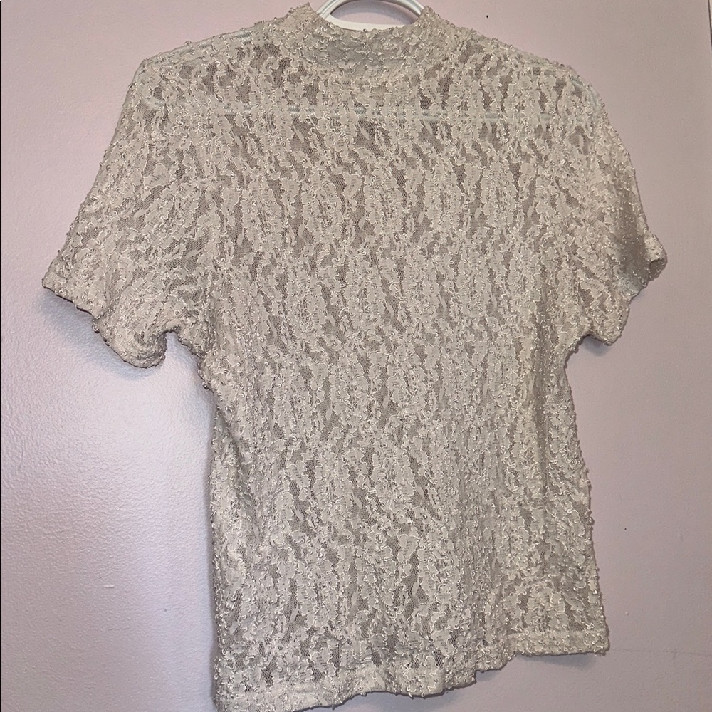 Lace Mock Neck Tee